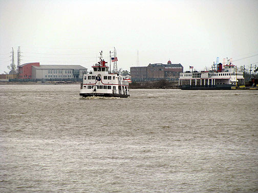 The Mississippi is just at hand, and the ferries still ply its waters amidst countless barges and freighters too.