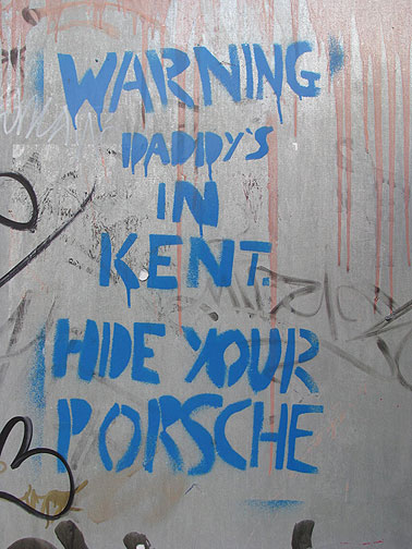 This graffiti seemed to be the Leeds version of the Yuppie Eradication Project.