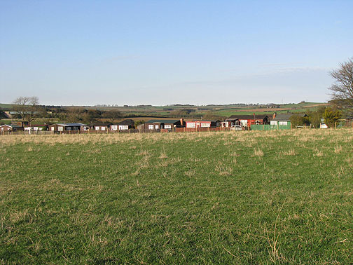 The field in front of the cabins outside Newcastle.