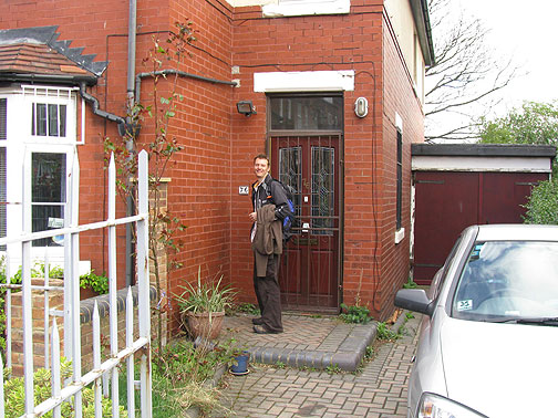 Paul Chatterton at his front door...