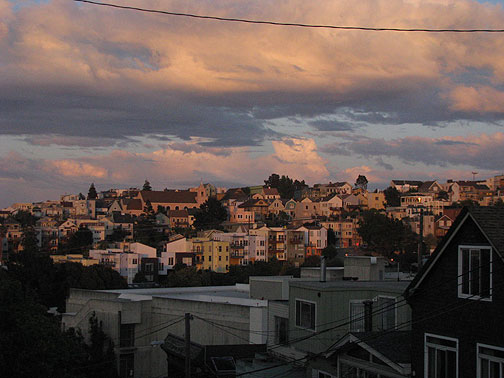 Easterly view from Permaculture Garden at 18th and Rhode Island on Potrero Hill.