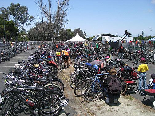 This sight is becoming common in the Bay Area: Valet Bike Parking overflowing with bikes!