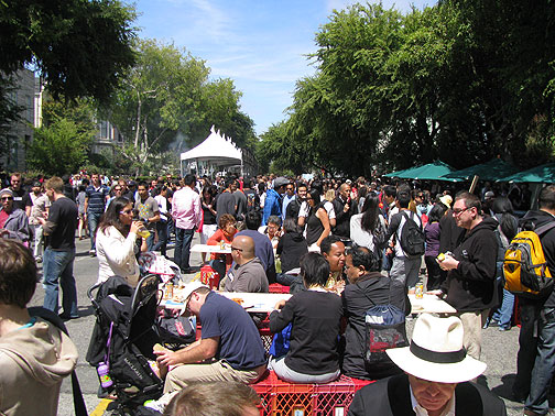 The Chinese Elms along Folsom made a natural canopy for the Streetfood Festival.