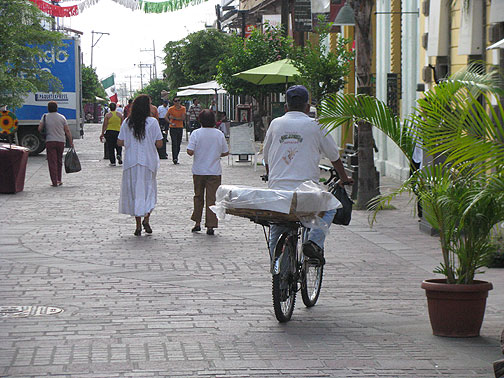 Bread delivery by bike in Tlaquepaque, Guadalajara.