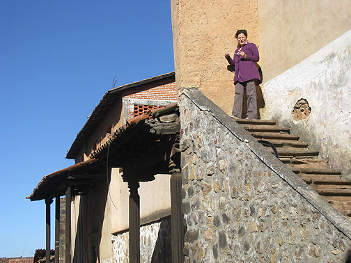 Adriana on a stairway to nowhere in Patzcuaro!
