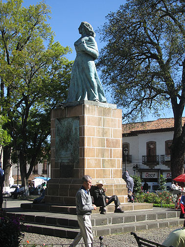 Local feminists erected this statue to Gertrudis Bocanegra in the 1970s. She was a hero of the Mexican Revolution, put to death by Spanish soldiers in 1818 when she refused to divulge any names of the insurgents.