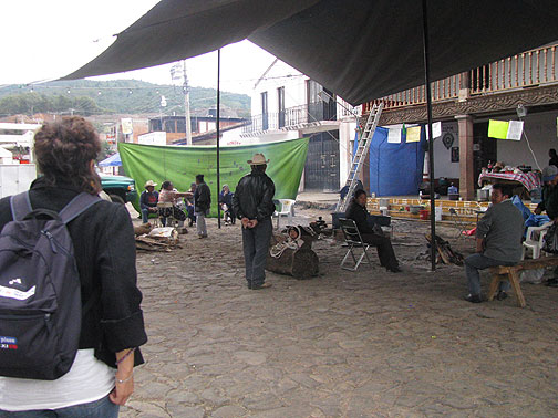 Mexico is a dynamic political society. Here locals in Tzintzuntzan had set up an encampment in front of the town hall in an attempt to force the resignation of the Treasurer, who they claimed had embezzled funds and was completely corrupt.