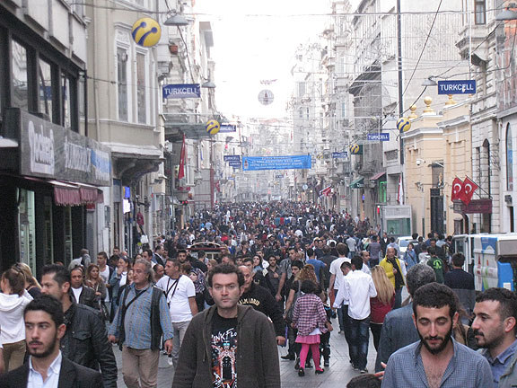 Typical scene on Istiklal in Istanbul, Turkey...