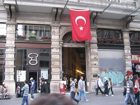 The front door of our building for Gifival, on Istiklal in Istanbul, Turkey.