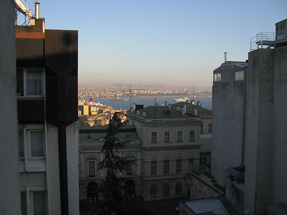 The view from our fourth floor window overlooking the Bosphorus...