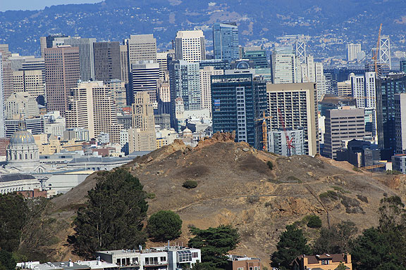 Corona Heights with downtown and highrises in Civic Center creeping ever closer...