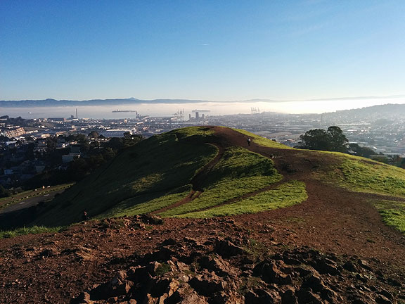 Longer shot of the first photo, looking east from the top of Bernal...