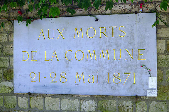To the dead of the 1871 Paris Commune in the Pere Lachaise Cemetery.