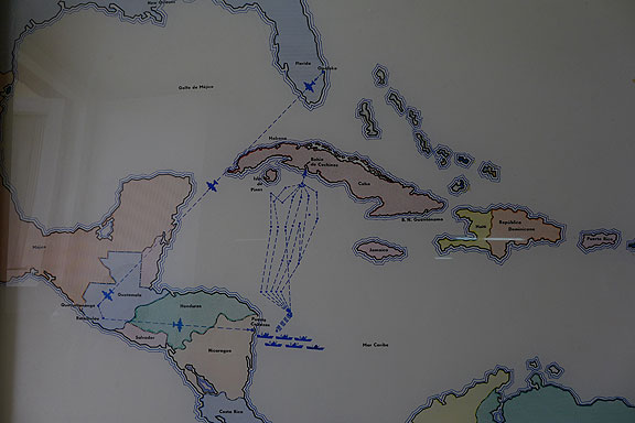 Map of invasion route for catastrophic failed CIA attack on Cuba, 1961.