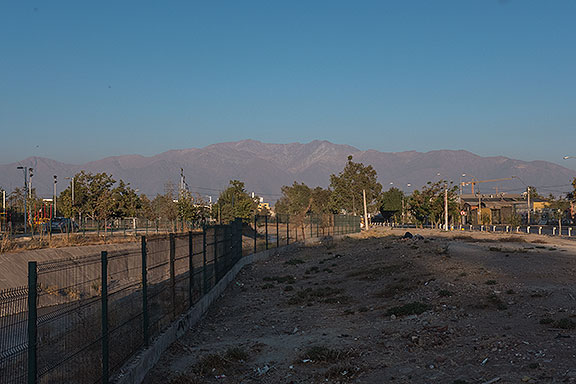 On our ride across town to Ricardo's place, we came to a spot near a canal where the view of the Andes finally opened up for me.