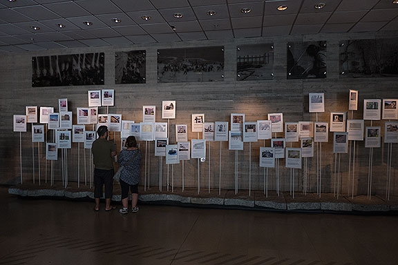 The ground floor is photo-friendly while the upstairs displays of media and personal accounts of the atrocities suffered are not. This display features specific memorials that have been built around Chile.