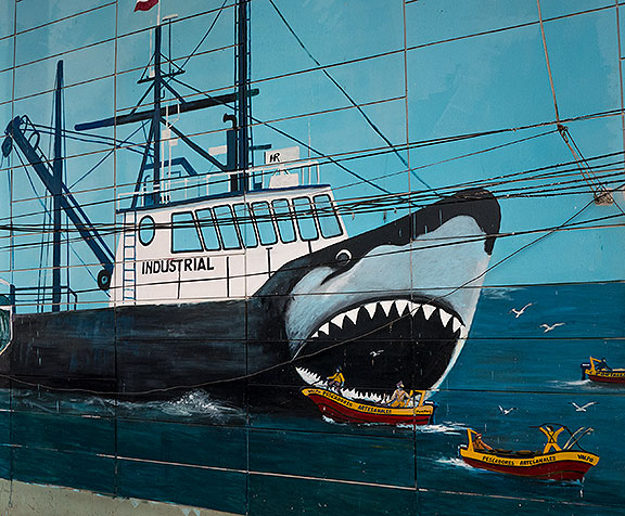 A protest mural at the fish market.