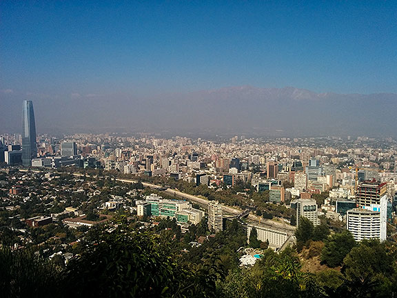 The Parque Metropolitano is a hill that juts up in the middle of Santiago, providing great 360° views as you ride up the hill...