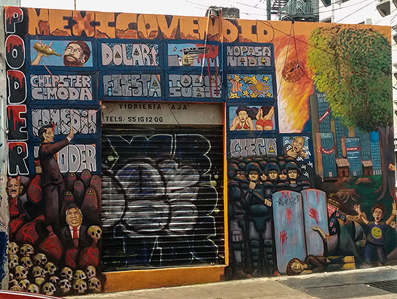 Wild mural on nearby building in Mexico City.