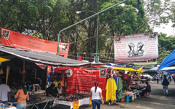 Countless tents and banners proclaiming the goals clog several square blocks in the heart of Mexico City.